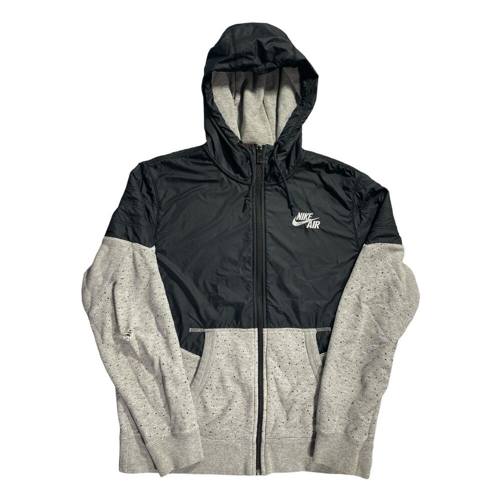 Nike Air Full Zip Hoodie Men's Medium Vintage Y2K Jacket Black and Gray